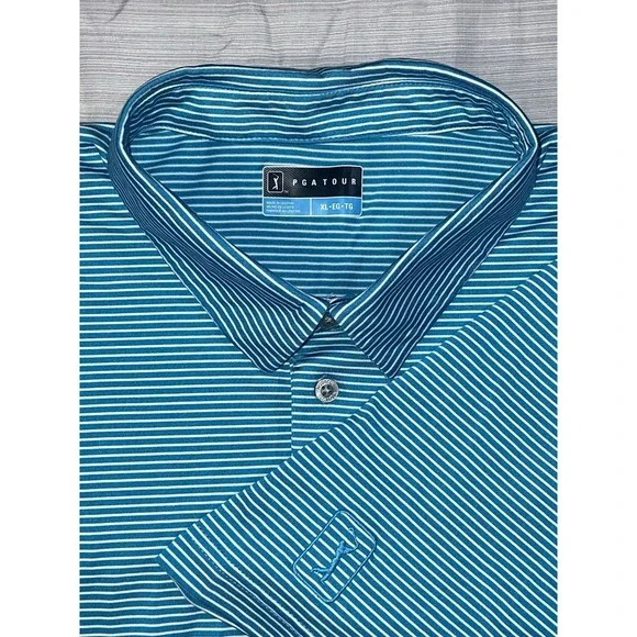PGA Tour Airflux Golf Polo Shirt Mens‎ XLarge XL Blue Short Sleeve Performance - Picture 5 of 10